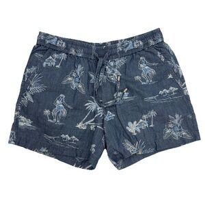 Tommy Bahama Linen Blend Shorts Women's Size XS Chambray‎ Hawaiian Hula Girl NEW